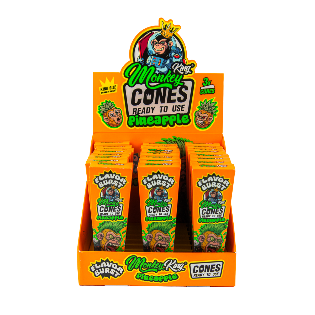 Monkey King: King Size Flavour Burst Cones (24 Pack) - Pineapple