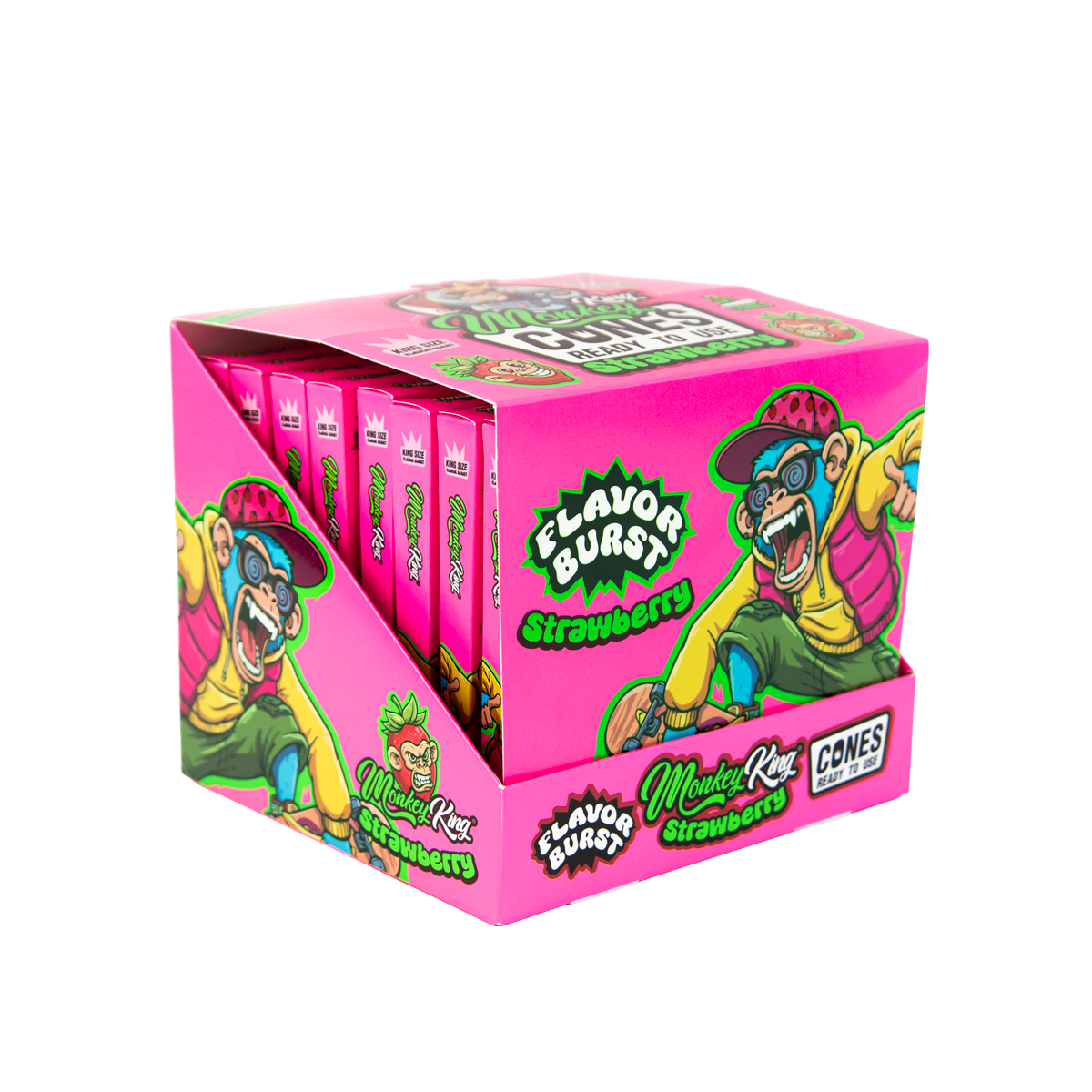 Monkey King: King Size Flavour Burst Cones (24 Pack) - Strawberry