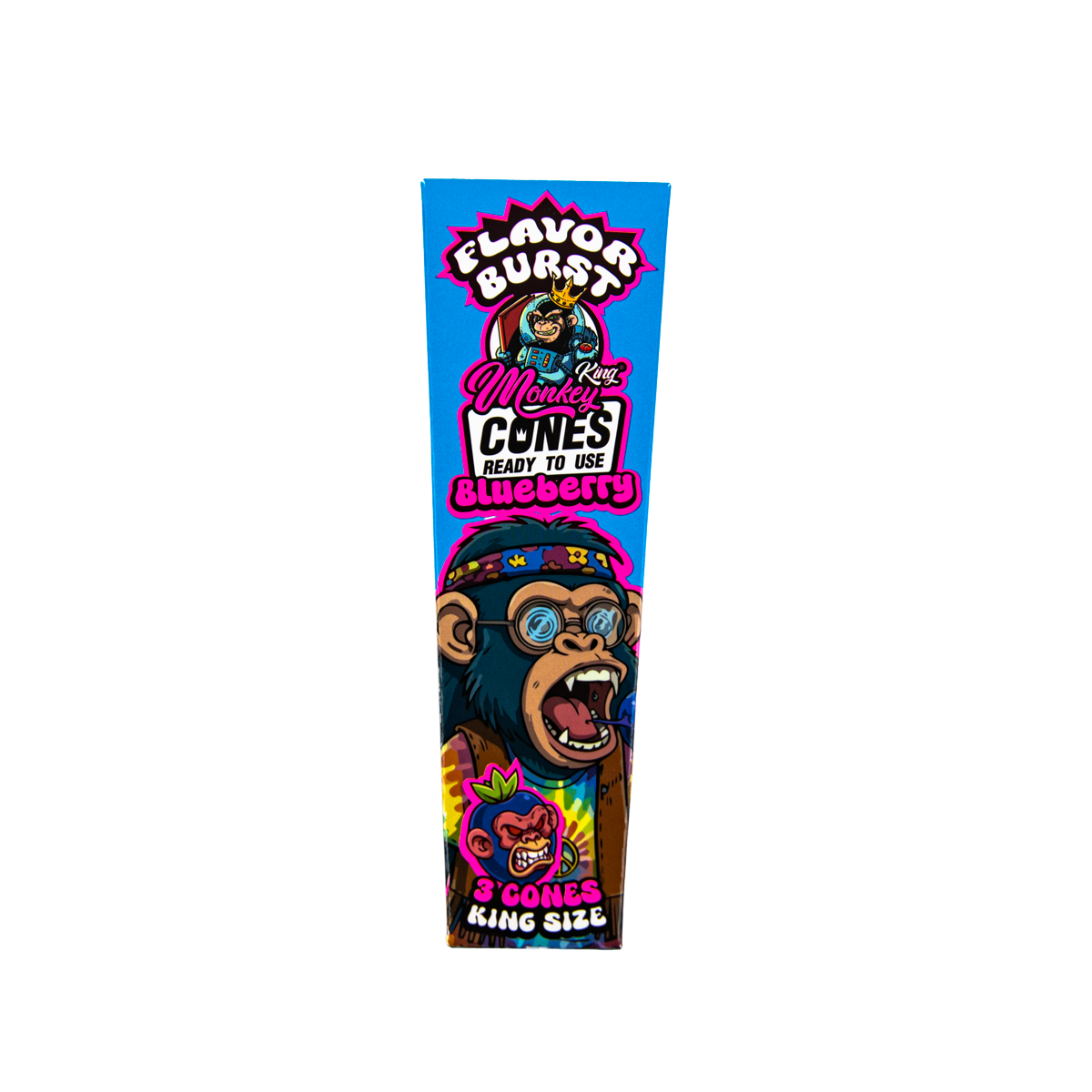 Monkey King: King Size Flavour Burst Cones (24 Pack) - Blueberry