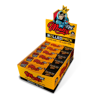 Monkey King Rolling Papers + Pre-Rolled Tips: Unbleached - King Size (12 Pack)