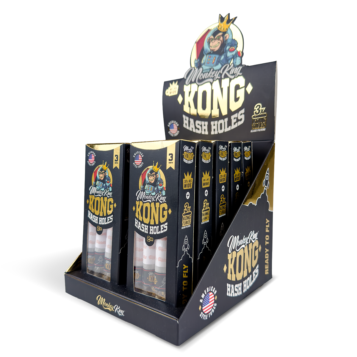 Monkey King Kong Tubes: Hash Holes King Size Wide - 3 Tubes (10 Pack)