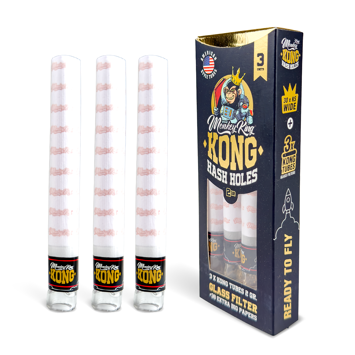 Monkey King Kong Tubes: Hash Holes King Size Wide - 3 Tubes (10 Pack)