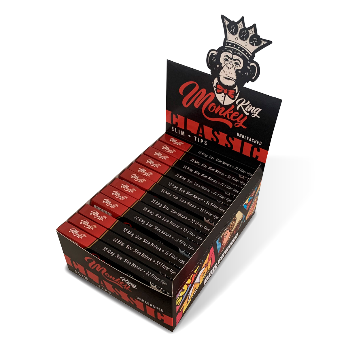 Monkey King Rolling Papers + Tips: KS Unbleached (24 Pack)