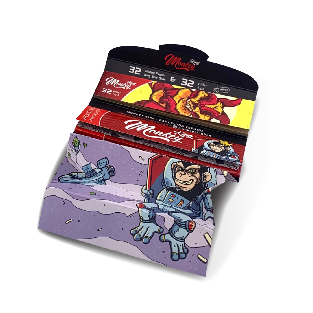 Monkey King Medium Rolling Papers + Tip: Rolling Tray Edition (24 Pack)