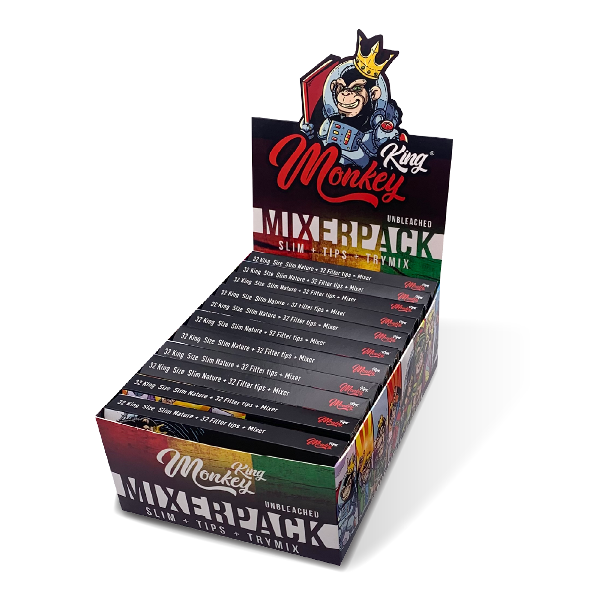 Monkey King Medium Rolling Papers + Tip: Rolling Tray Edition (24 Pack)