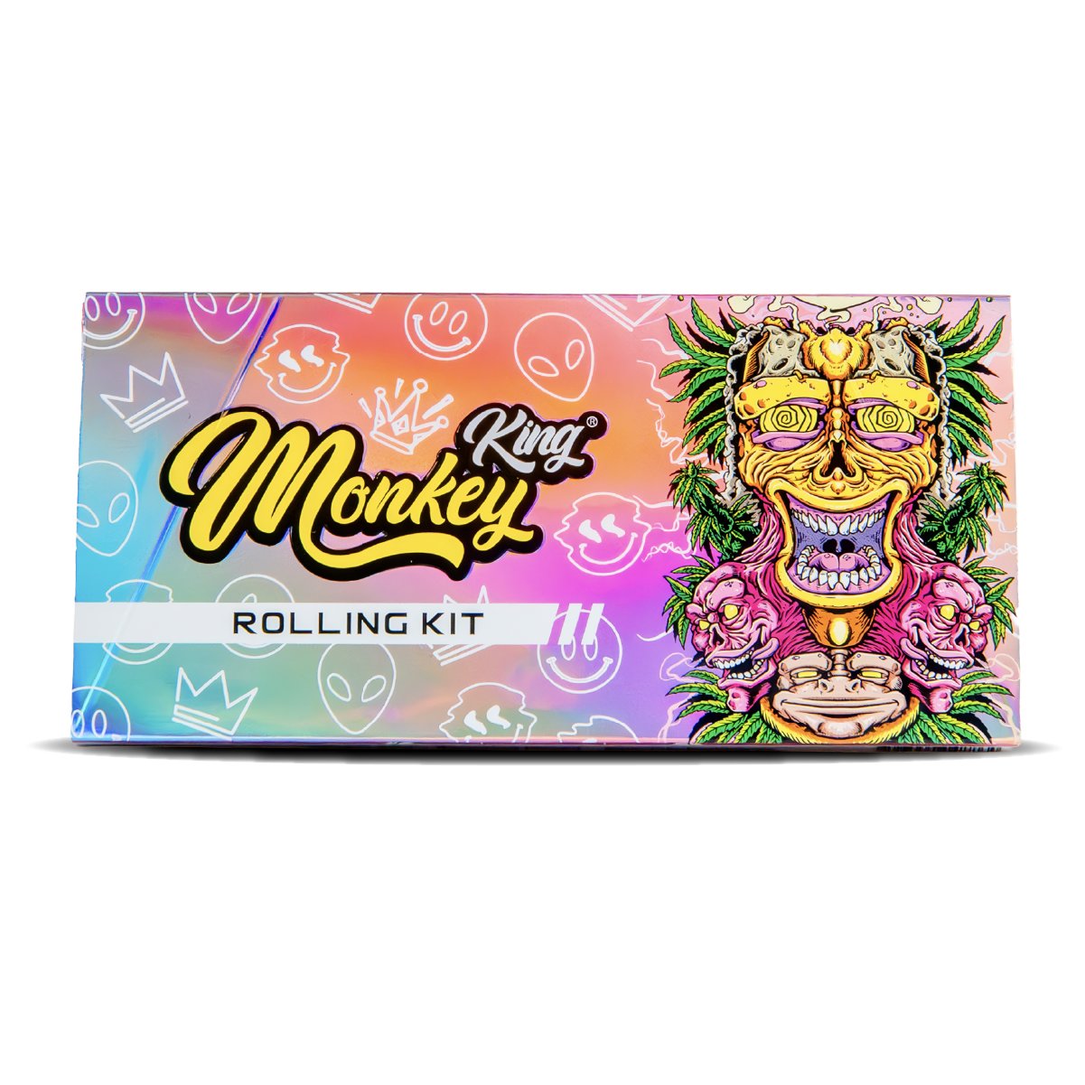 Monkey King Rolling Papers + Tips & Tray: Magnet Lock Ready To Fly Unbleached - King Size (24 Pack)