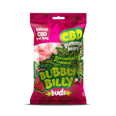 Bubbly Billy Bud's CBD Gummy Bears 100g: Strawberry - 300mg (40 Pack)