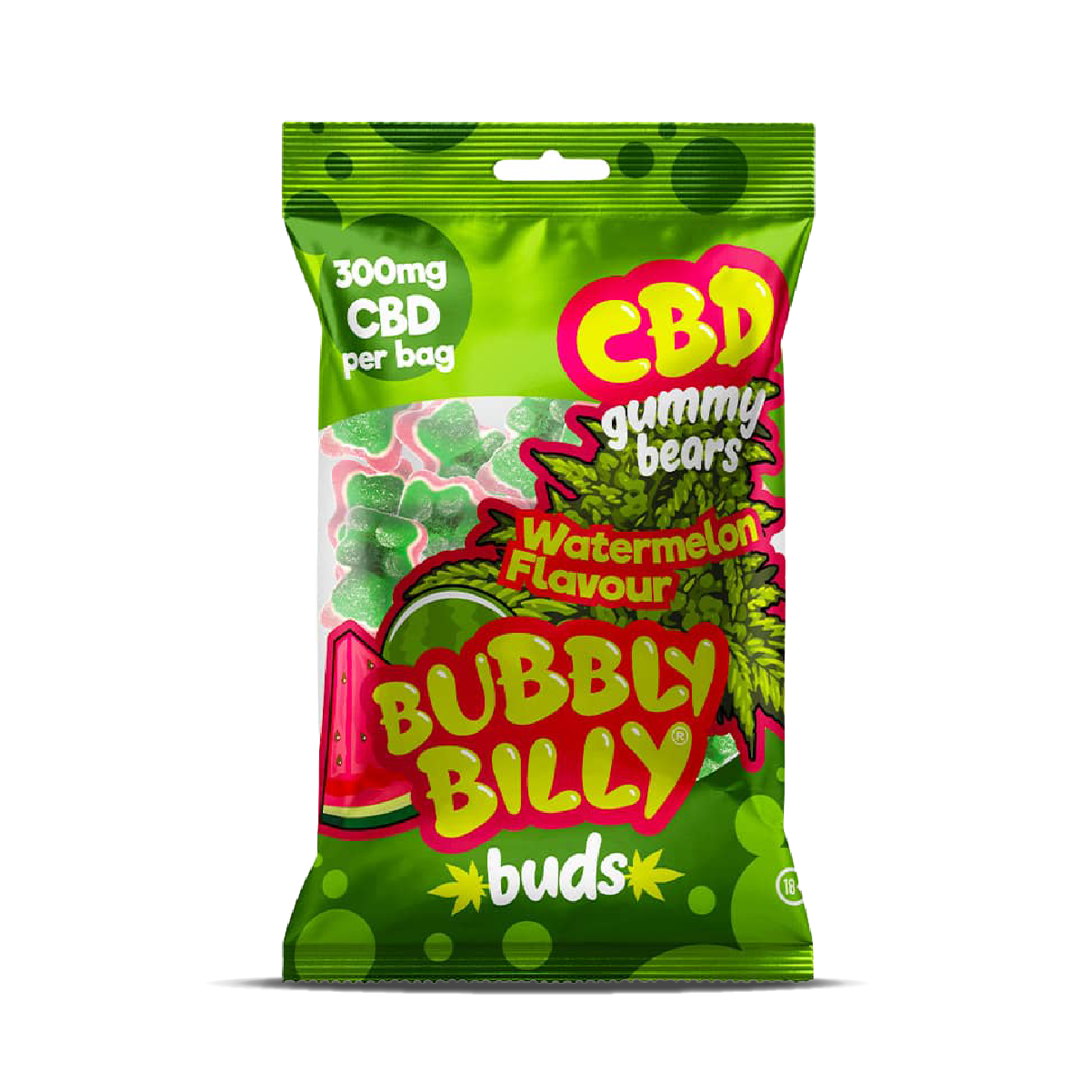 Bubbly Billy Bud's CBD Gummy Bears 100g: Watermelon - 300mg (40 Pack)