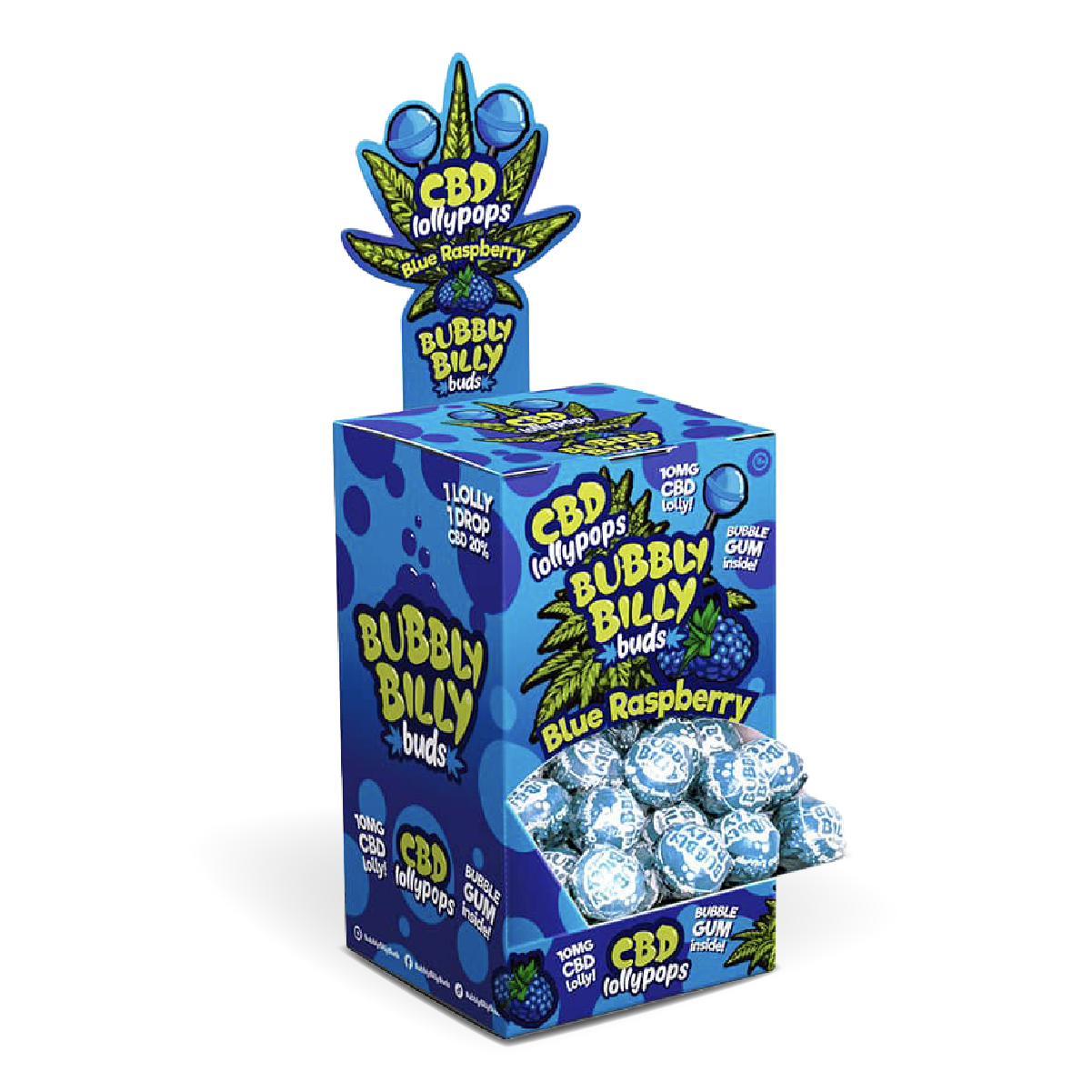 Bubbly Billy Buds CBD Lollipops: Blue Raspberry (100 Pack)