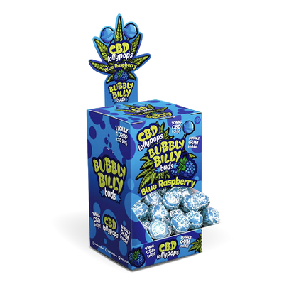 Bubbly Billy Buds CBD Lollipops: Blue Raspberry (100 Pack)
