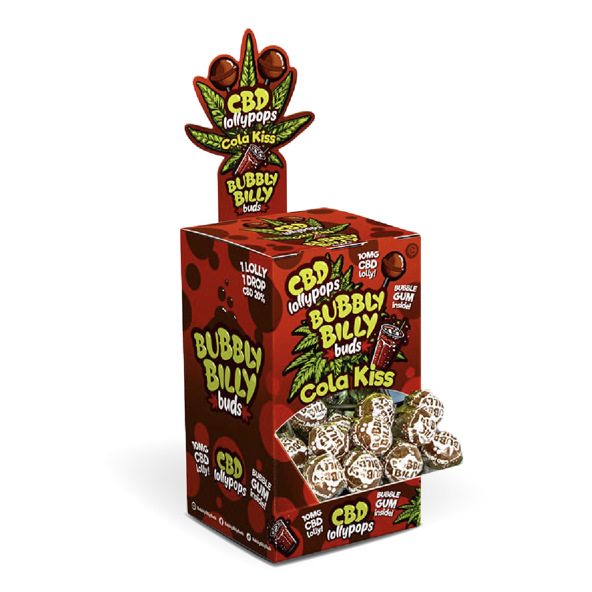 Bubbly Billy Buds CBD Lollipops: Cola Kiss (100 Pack)