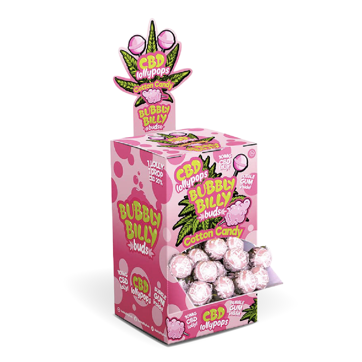 Bubbly Billy Buds CBD Lollipops: Cotton Candy (100 Pack)