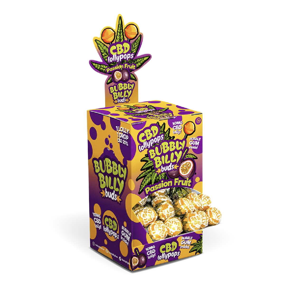 Bubbly Billy Buds CBD Lollipops: Passionfruit (100 Pack)