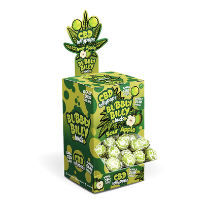 Bubbly Billy Buds CBD Lollipops: Sour Apple (100 Pack)