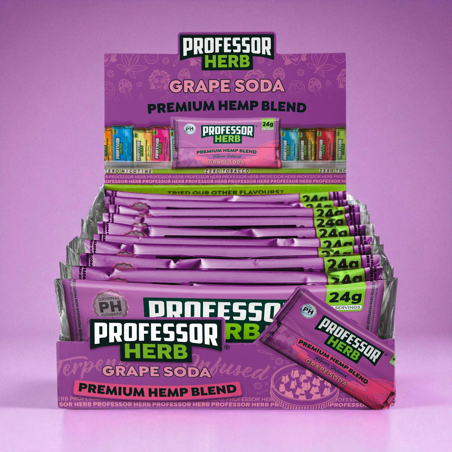 Professor Herb Premium Hemp Blend: Grape Soda - 24g (10 Pack)