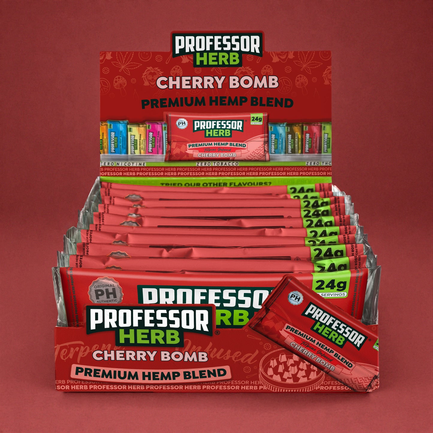 Professor Herb Premium Hemp Blend: Cherry Bomb - 24g (10 Pack)