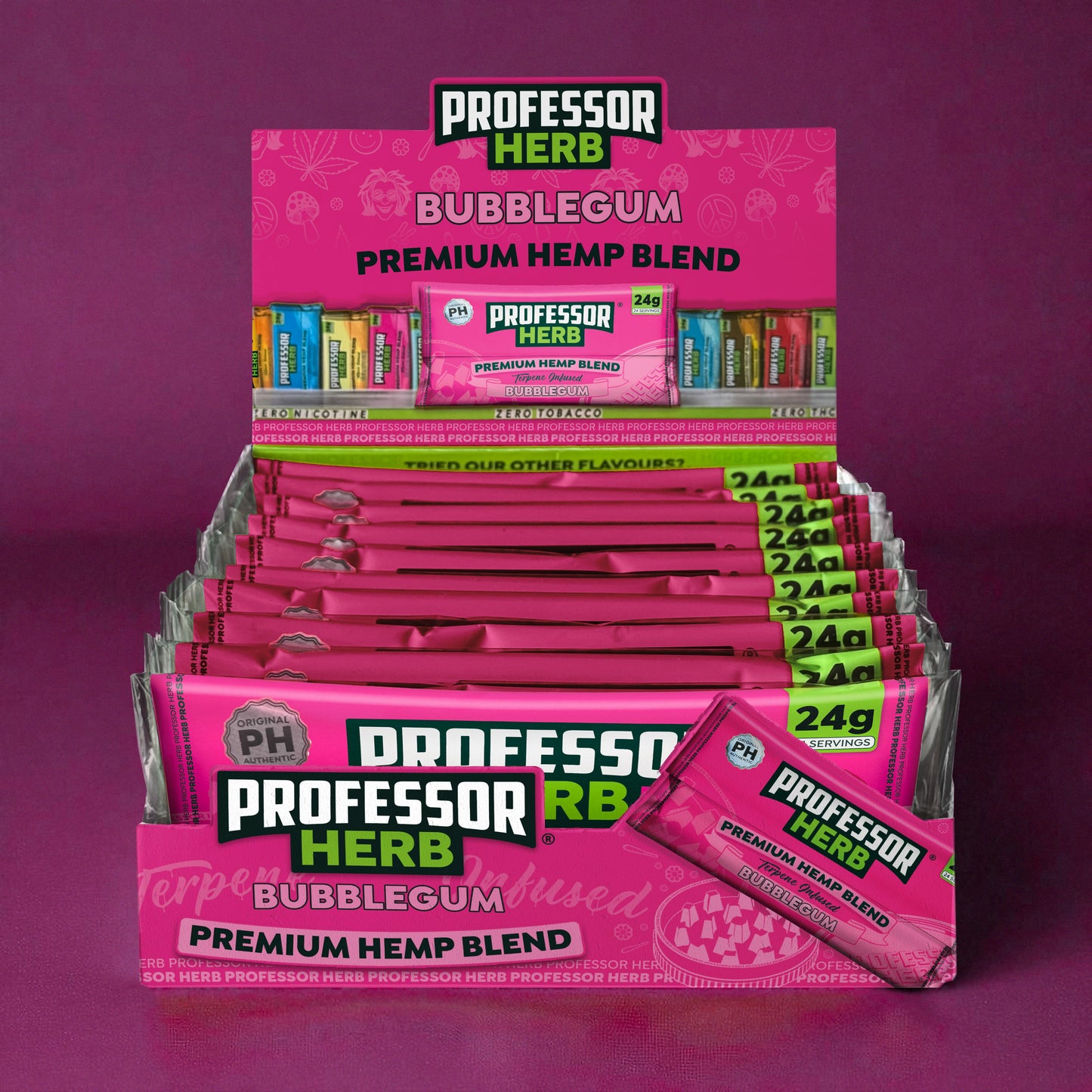 Professor Herb Premium Hemp Blend: Bubblegum - 24g (10 Pack)