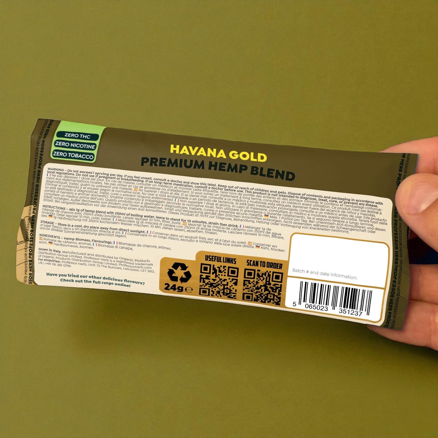 Professor Herb Premium Hemp Blend: Havana Gold - 24g (10 Pack)