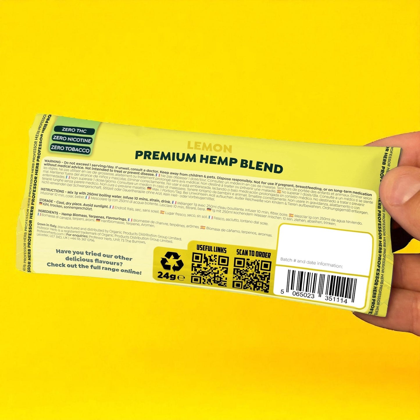 Professor Herb Premium Hemp Blend: Lemon - 24g (10 Pack)