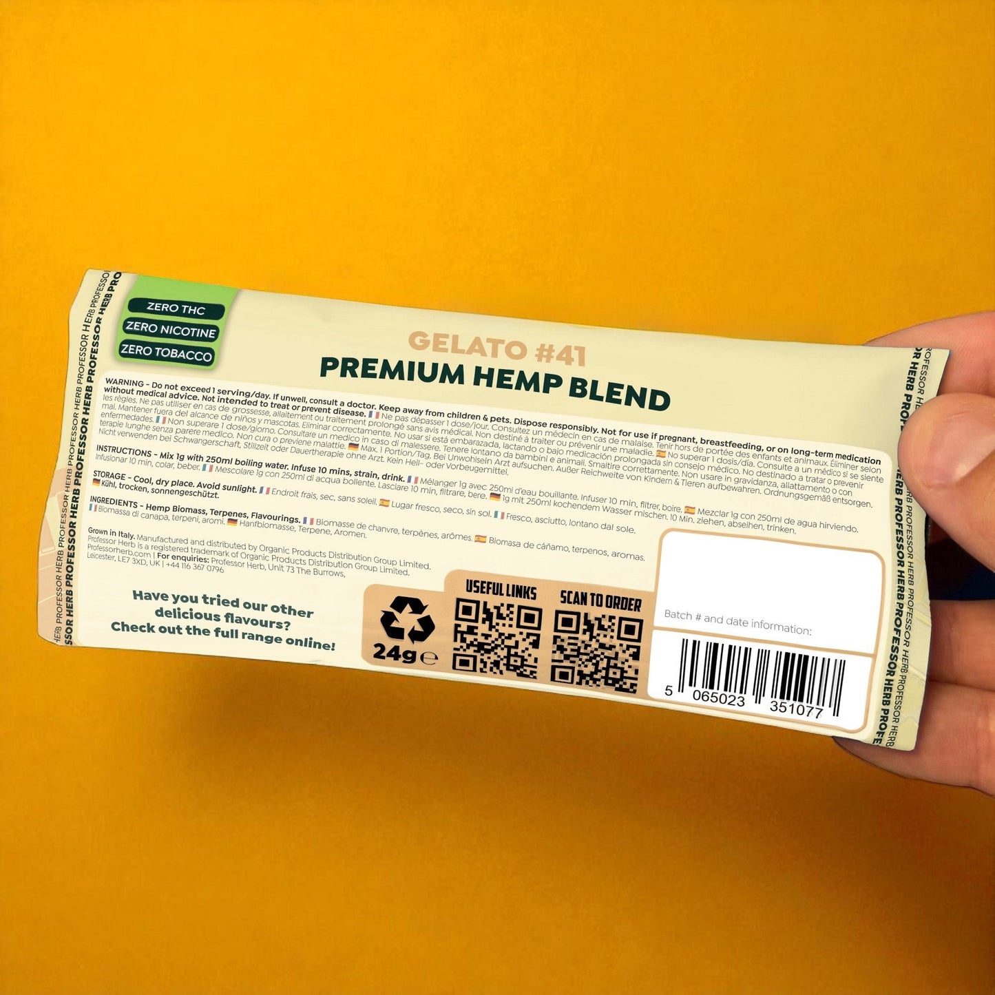 Professor Herb Premium Hemp Blend: Gelato #41 - 24g (310 Pack)