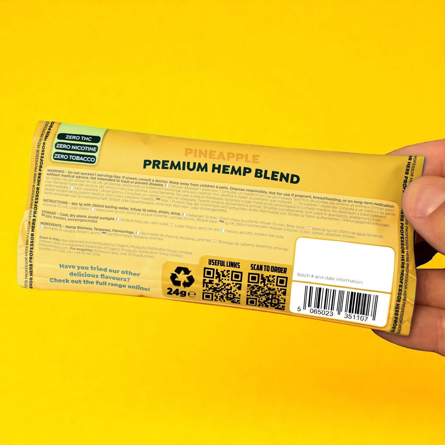 Professor Herb Premium Hemp Blend: Pineapple - 24g (10 Pack)