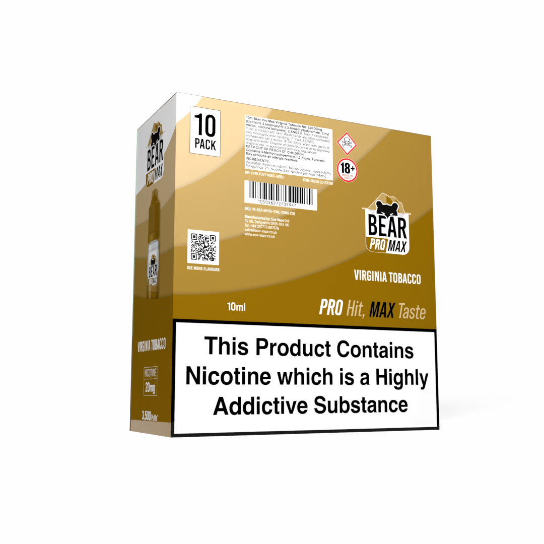 BEAR Pro MAX Salts: Virginia Tobacco - 10mg (10 Pack)